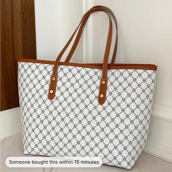 ⚠️Clearance Large White Patterned Tote Shoulder Bag - Picture 3 of 9